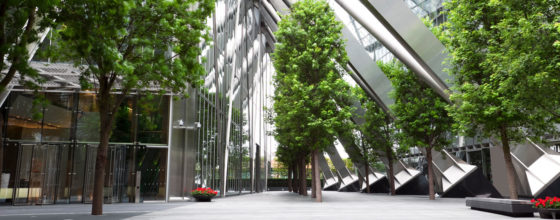 Photo of green office building